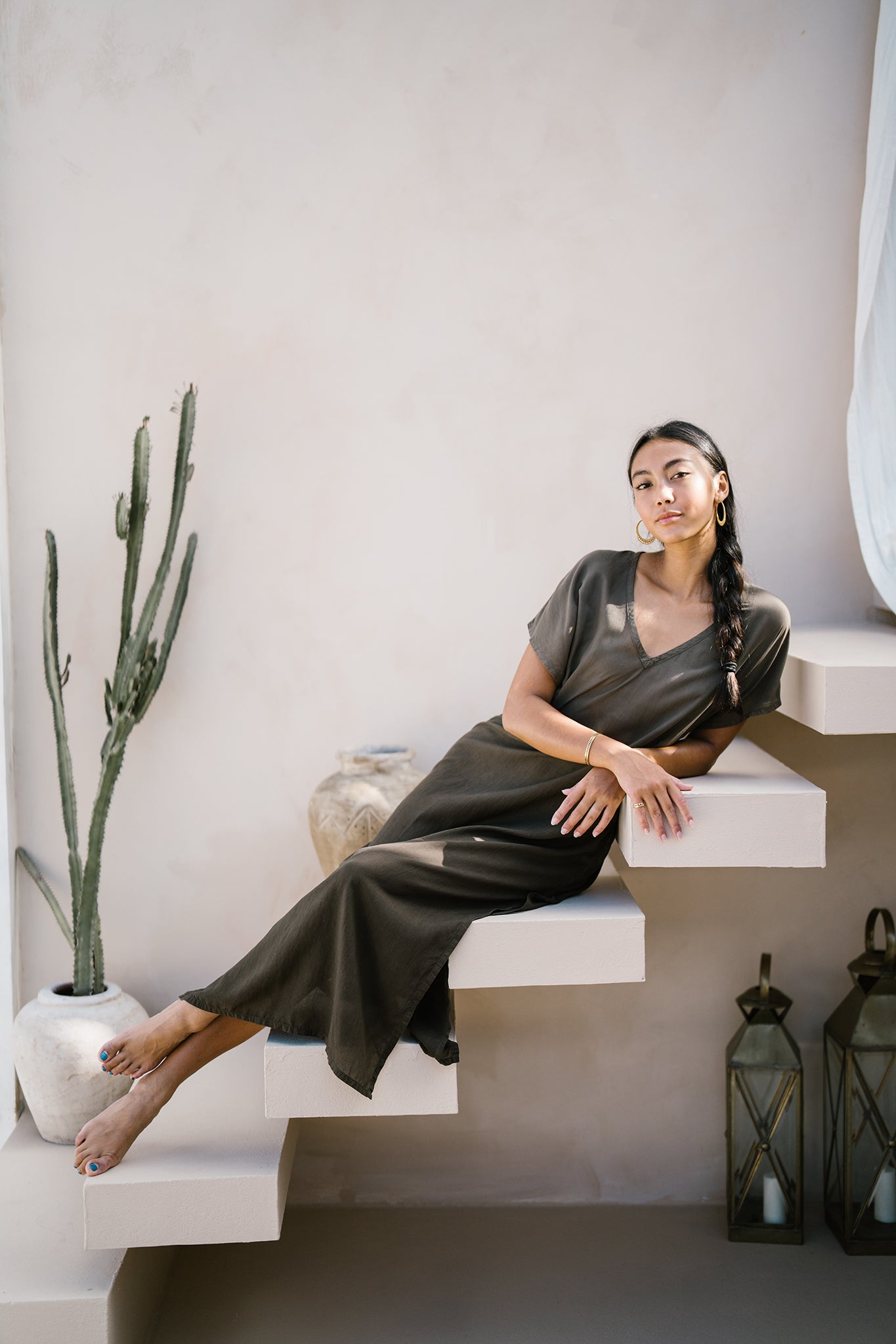 Amara Plant Dyed Kaftan Wood
