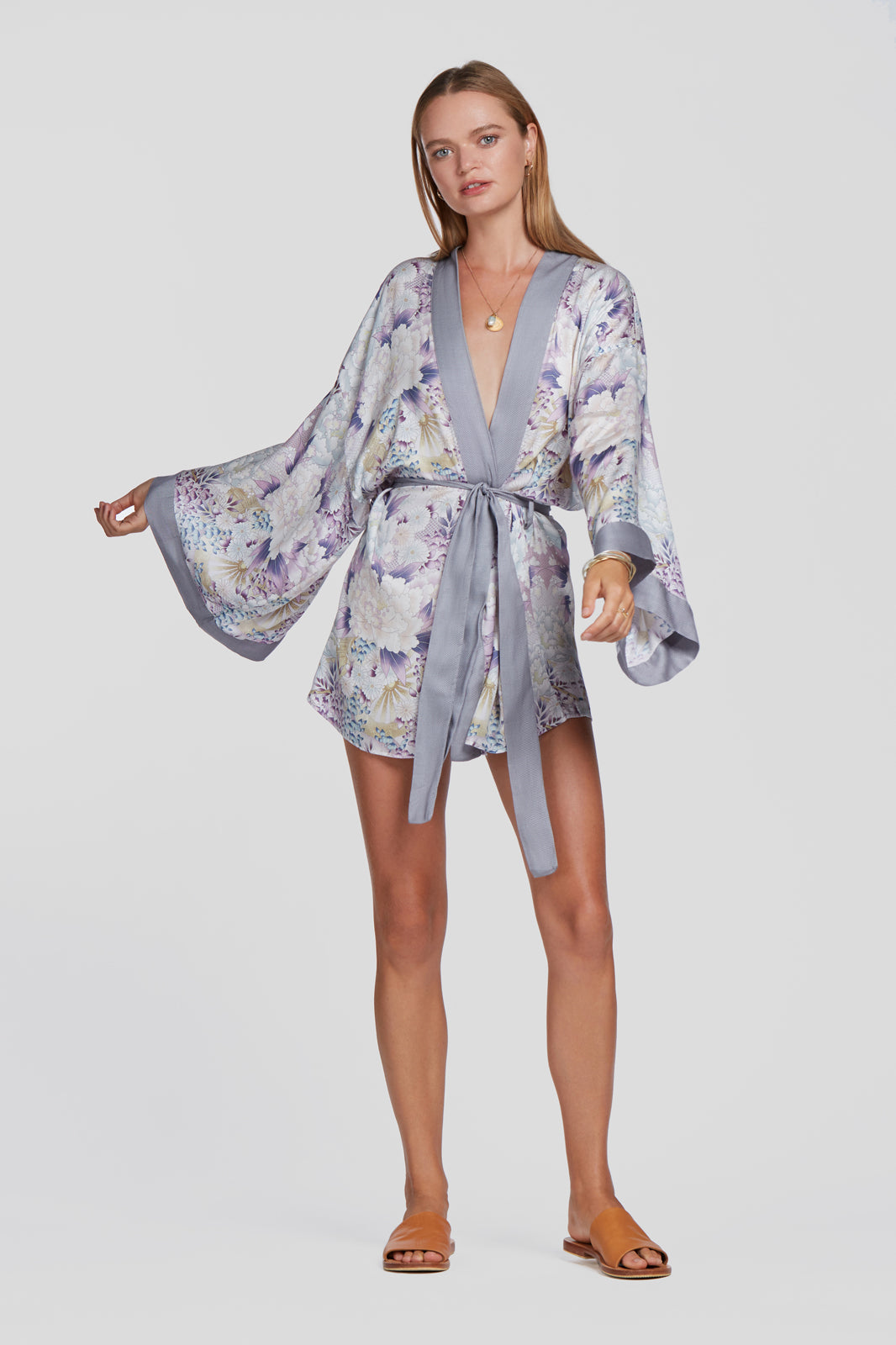 printed purple kimono, floral tencel kimono, floral kimono, eco kimono, eco floral kimono, summer floral kimono