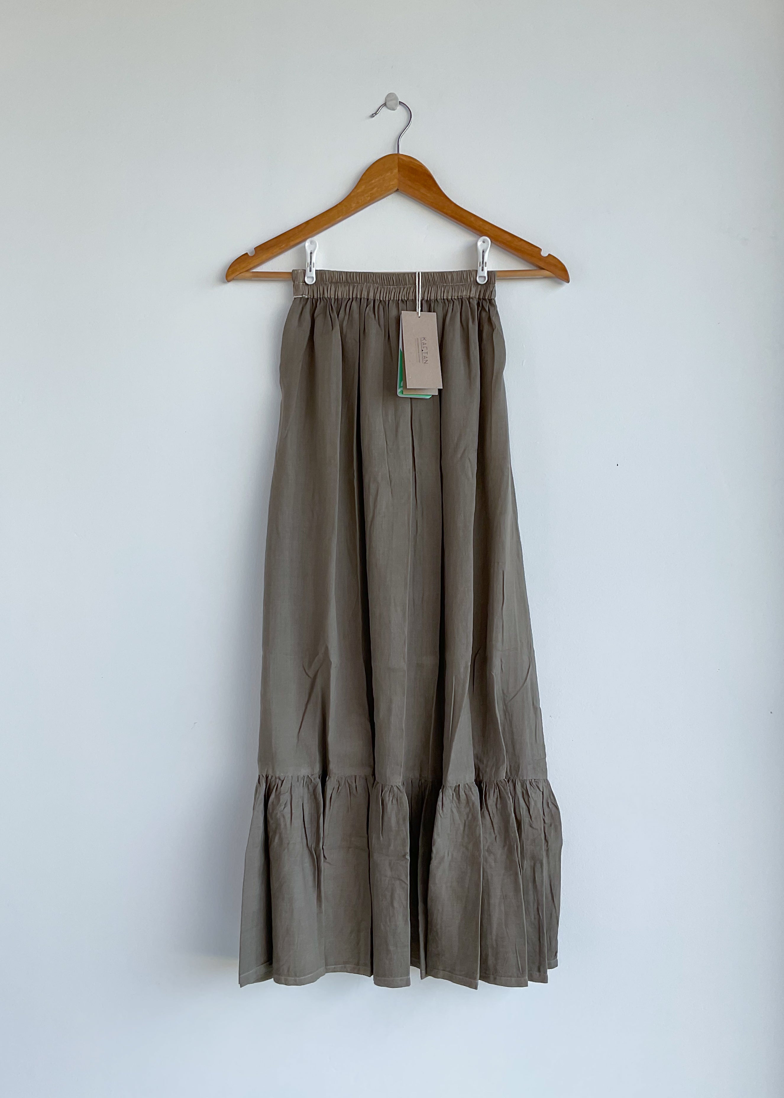 long skirt taupe, maxi skirt, plant dyed
