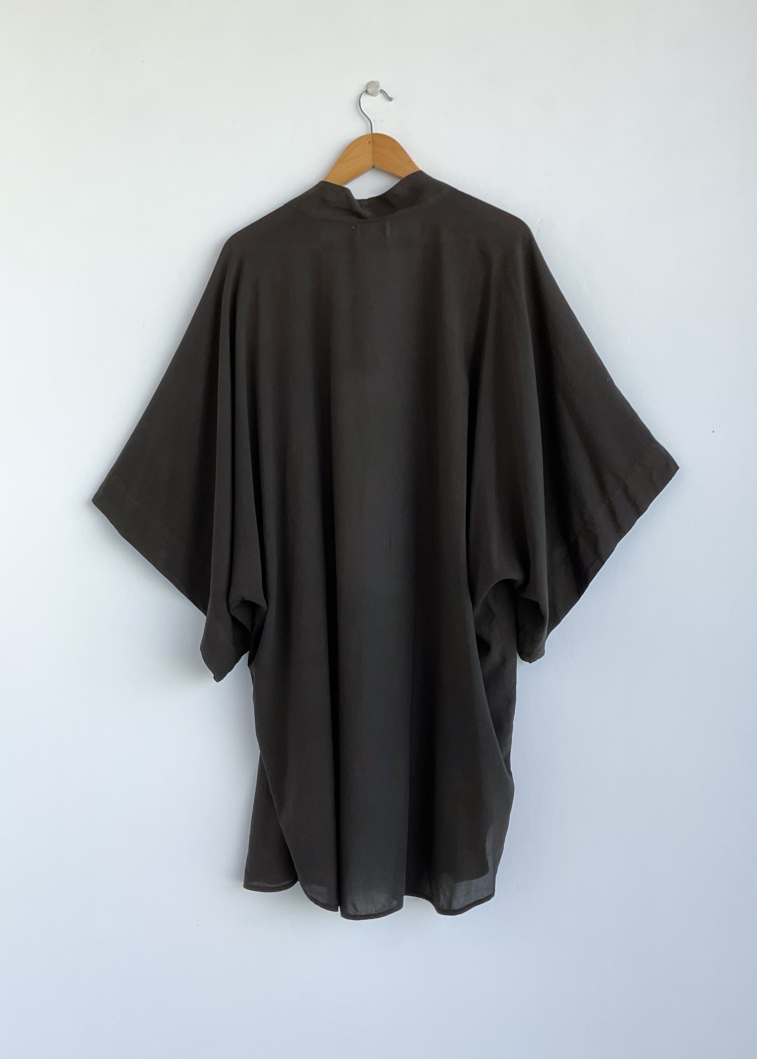 plant dyed kimono, kimono jacket, black