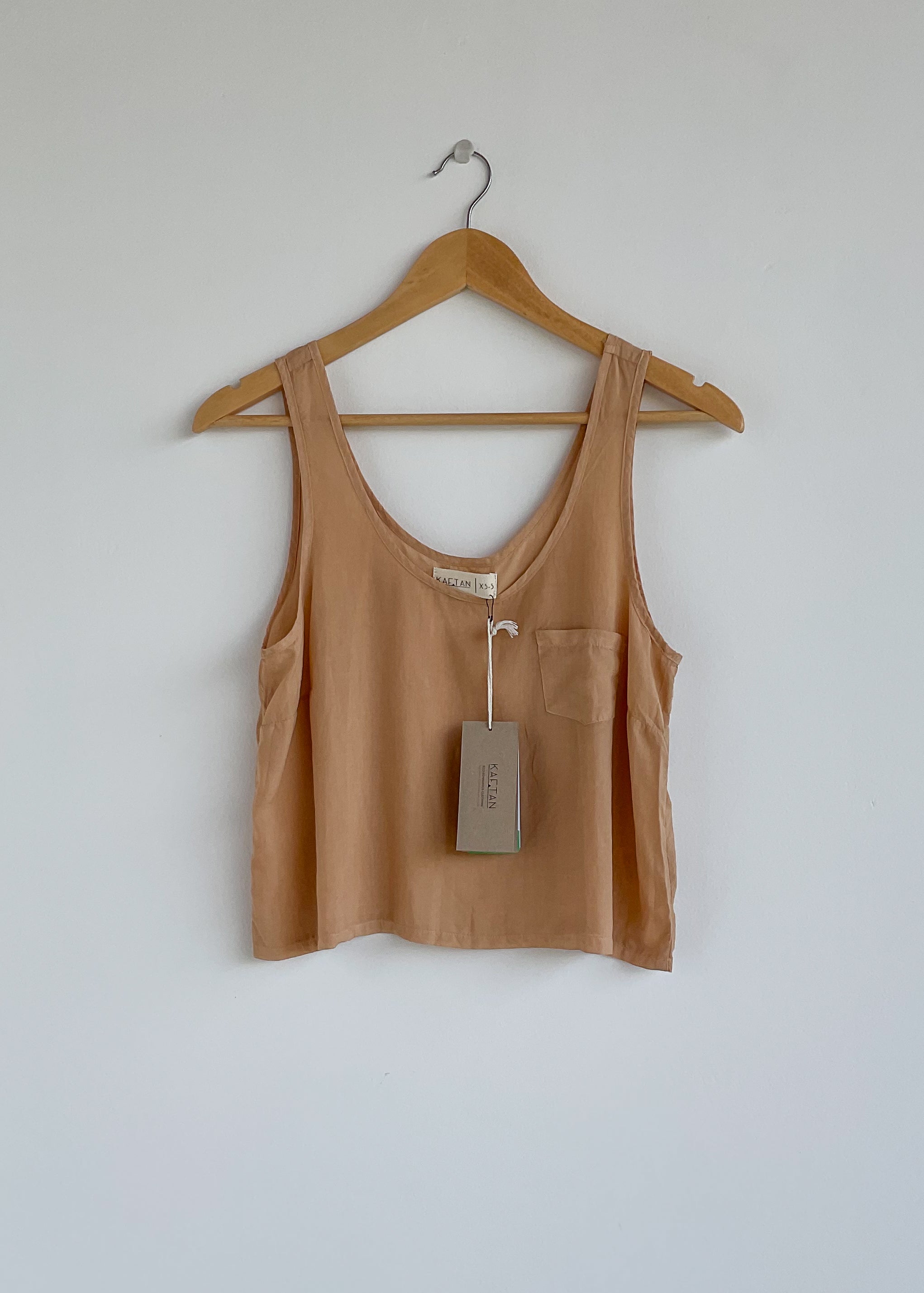 plant dyed vest top, sleeveless top, blush pink