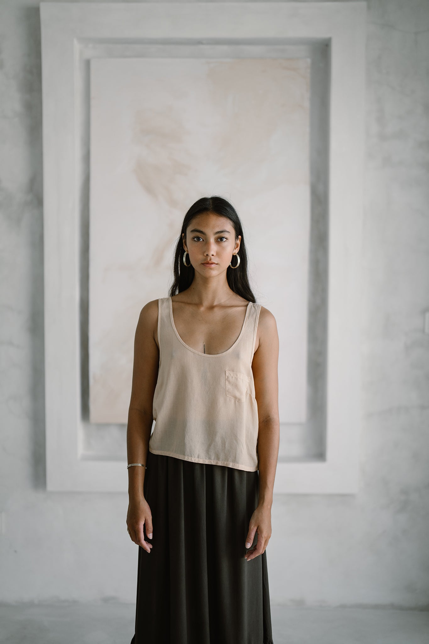 plant dyed vest top, sleeveless top, blush pink