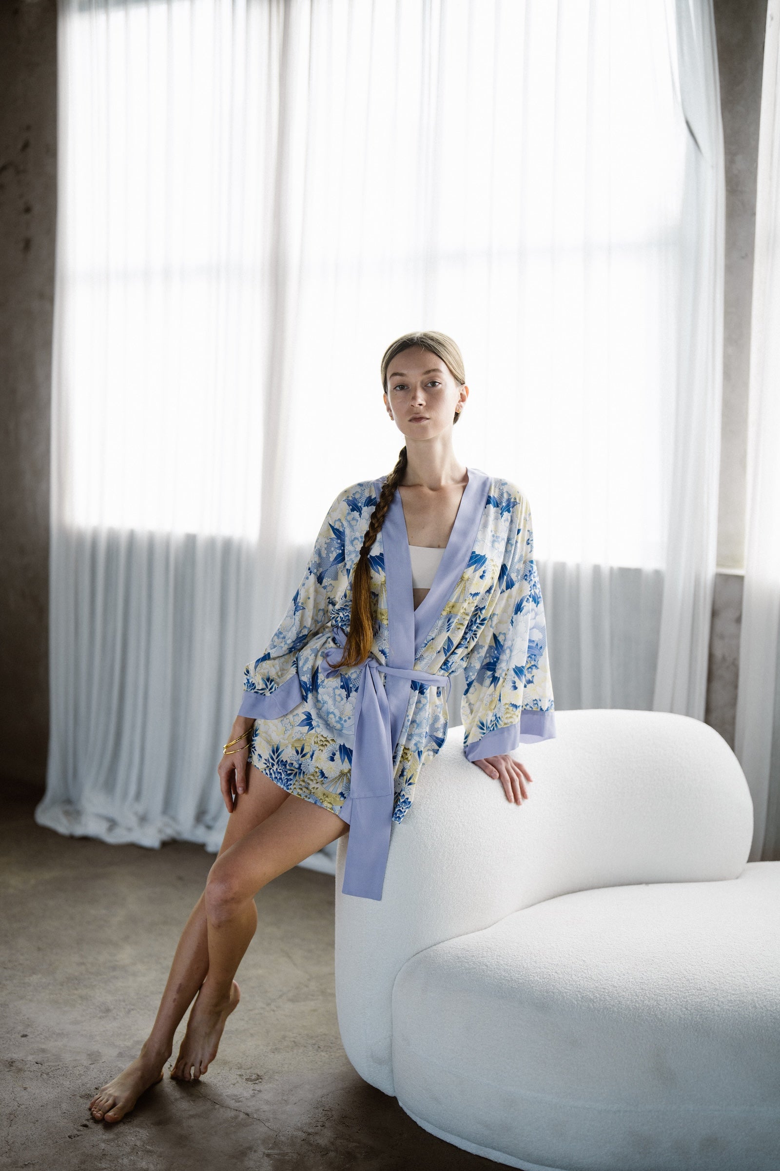 Kiku Flower Kimono Indigo EcoVero