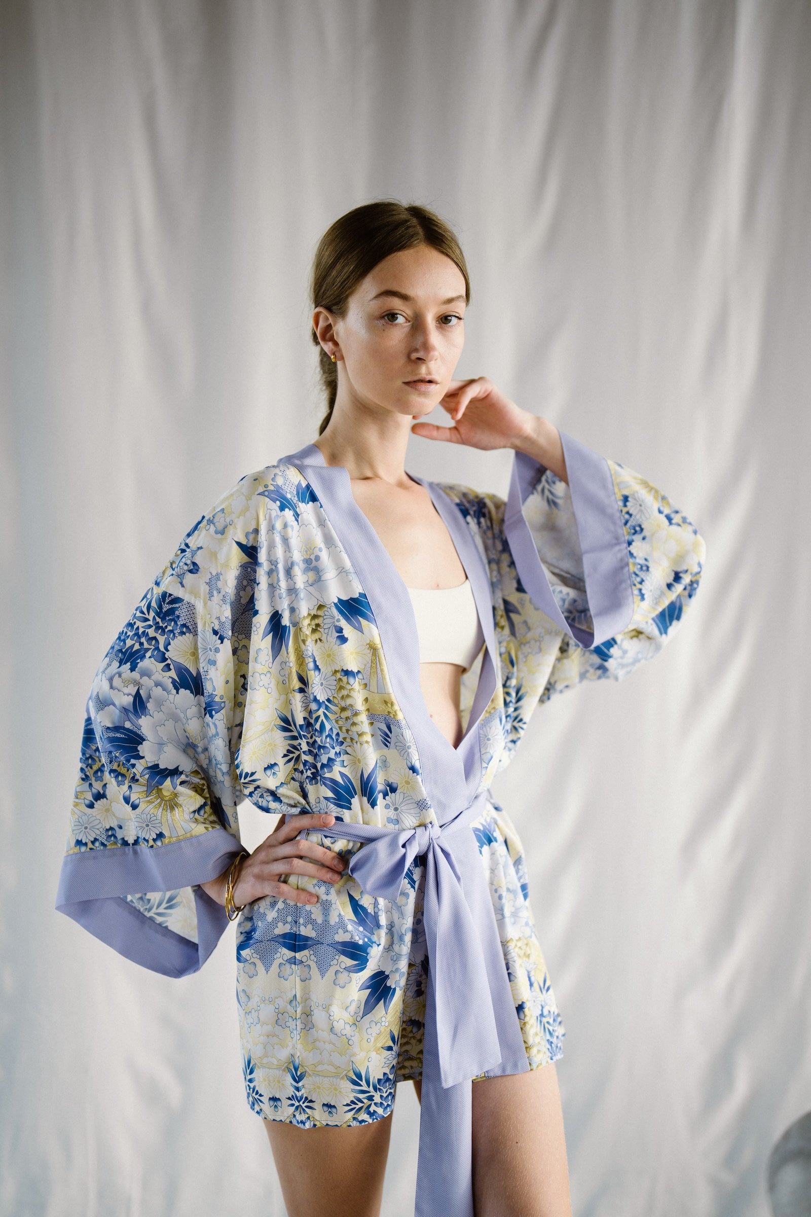 Kiku Flower Kimono Indigo EcoVero