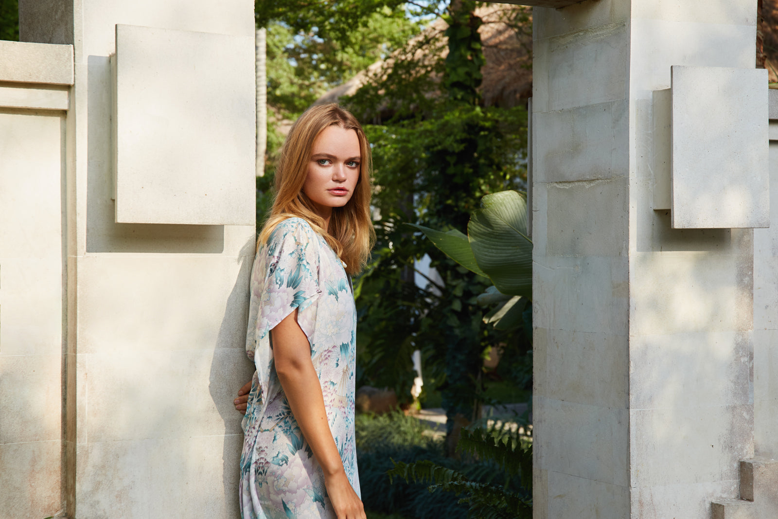printed green kaftan, tencel resort wear kaftan, floral printed kaftan, floral printed dress, floral printed summer dress, floral long dress
