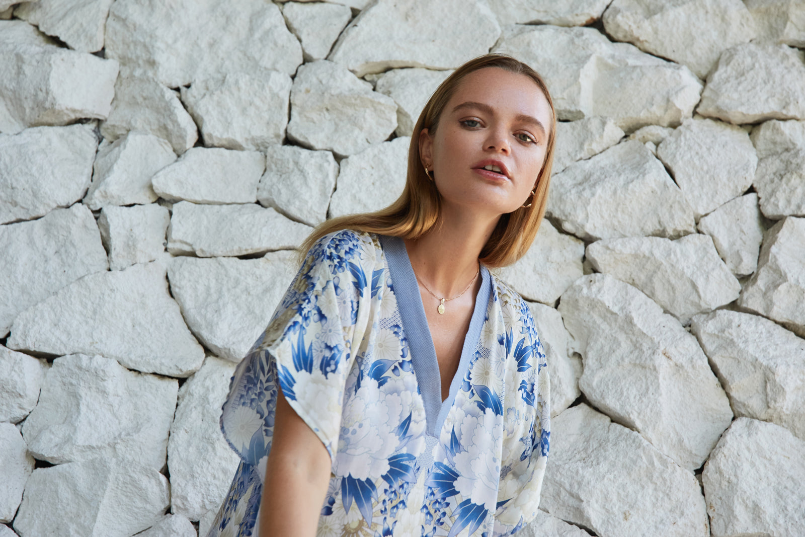 printed blue kaftan, tencel resort wear kaftan, floral printed kaftan, floral printed dress, floral printed summer dress, floral long dress
