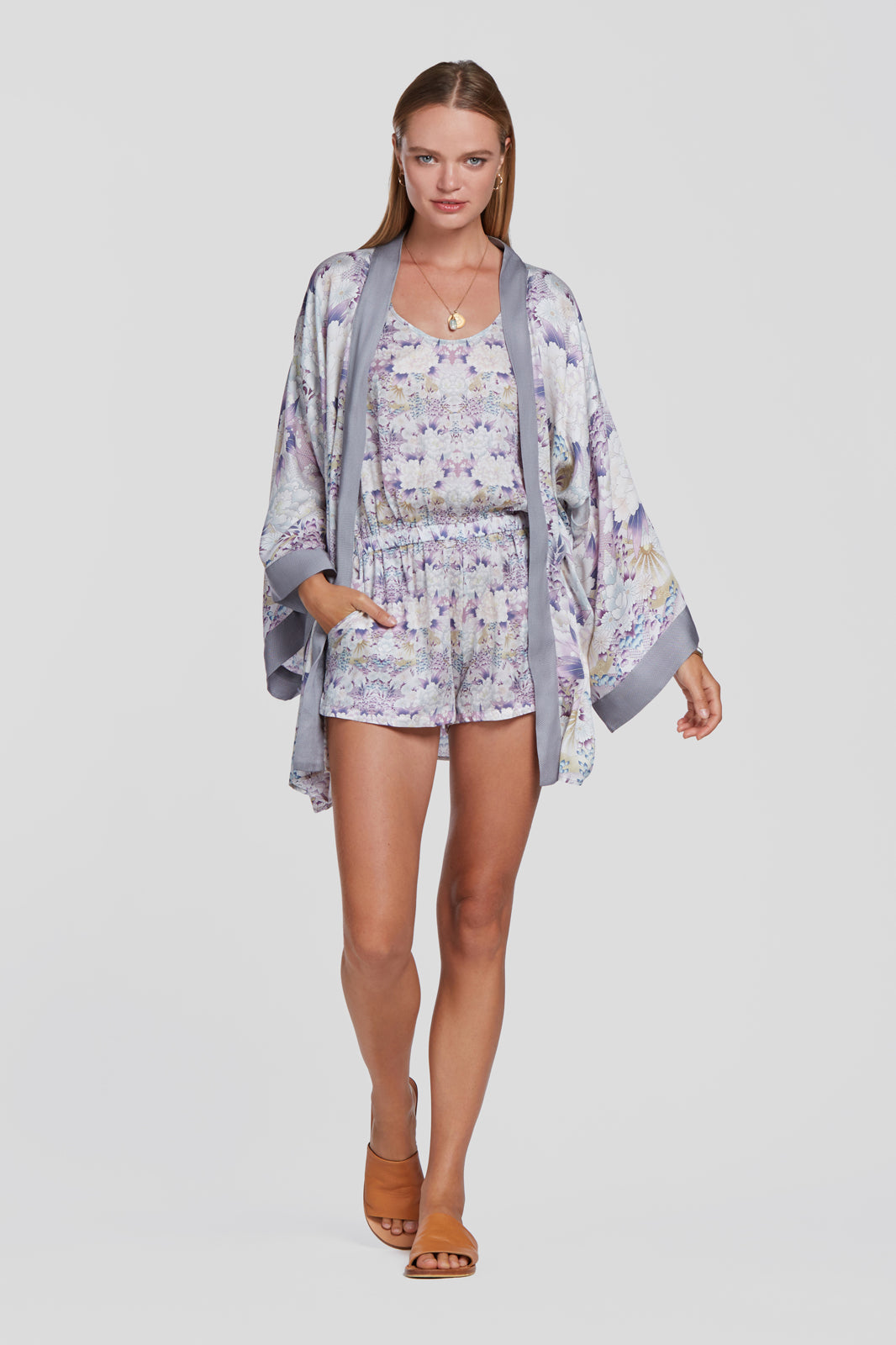 floral purple playsuit, printed playsuit, summer tencel playsuit, floral purple jumpsuit, printed jumpsuit, summer tencel jumpsuit